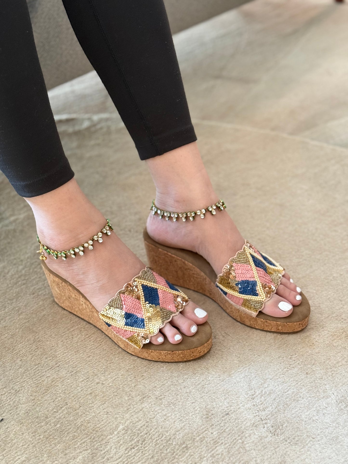 Multicolor Platform Heels