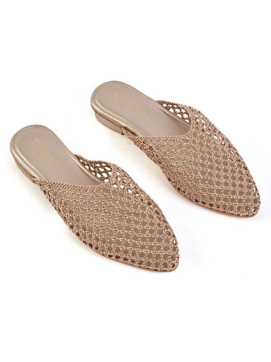 ROSE GOLD WEAVE FLATS