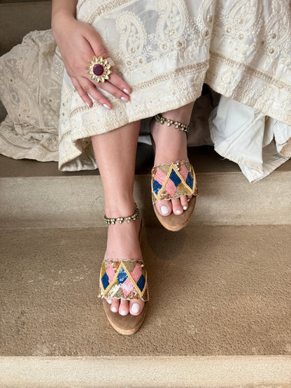 Multicolor Platform Heels