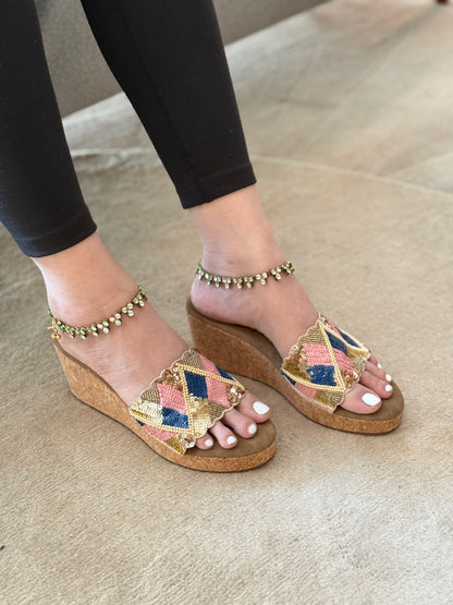 Multicolor Platform Heels