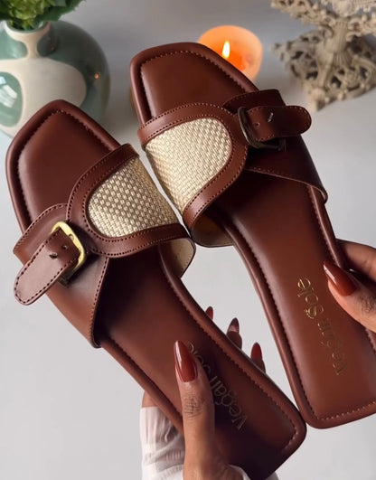 Brown Buckle Flats